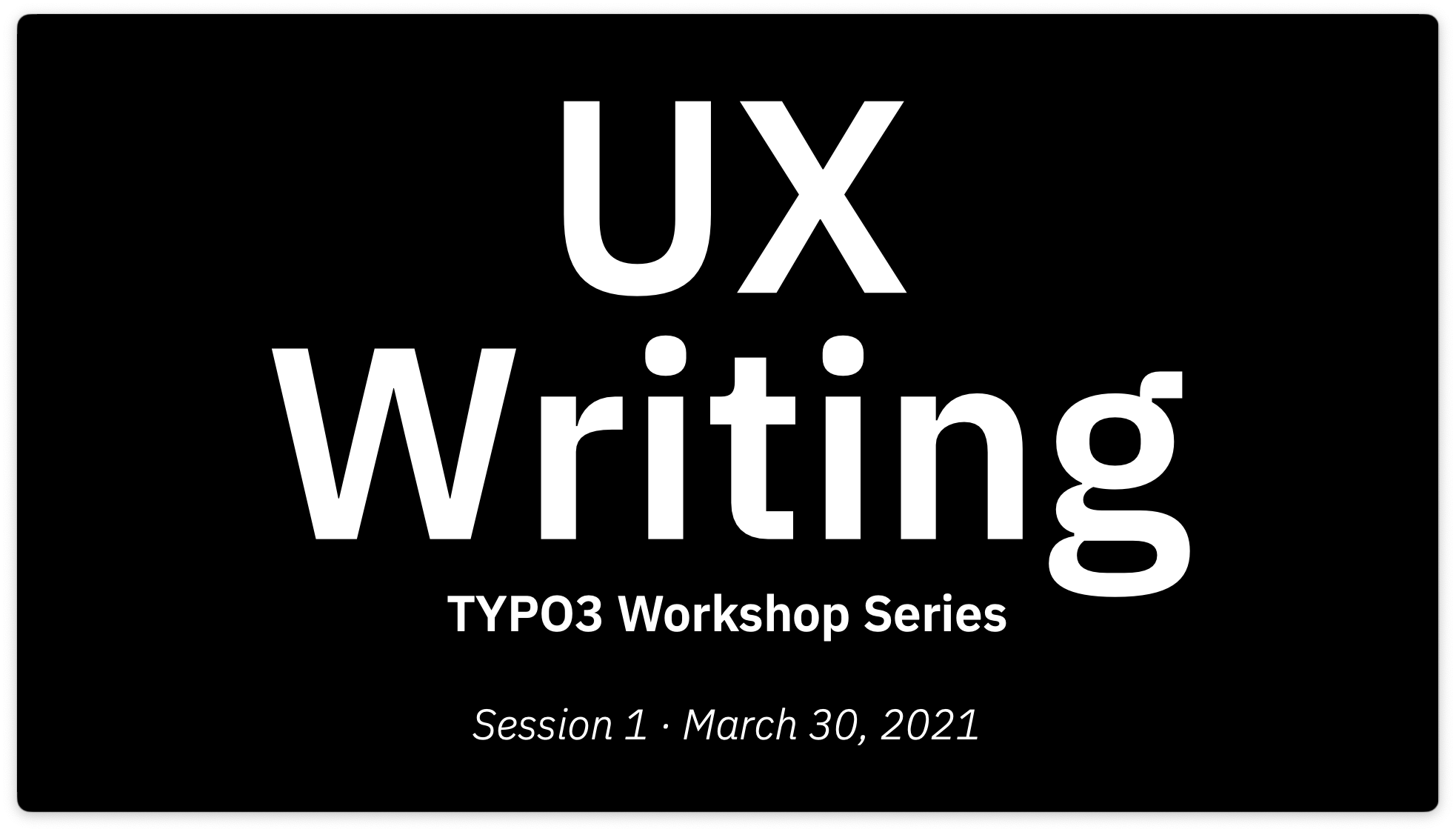 TYPO3 UX Writing workshop series
