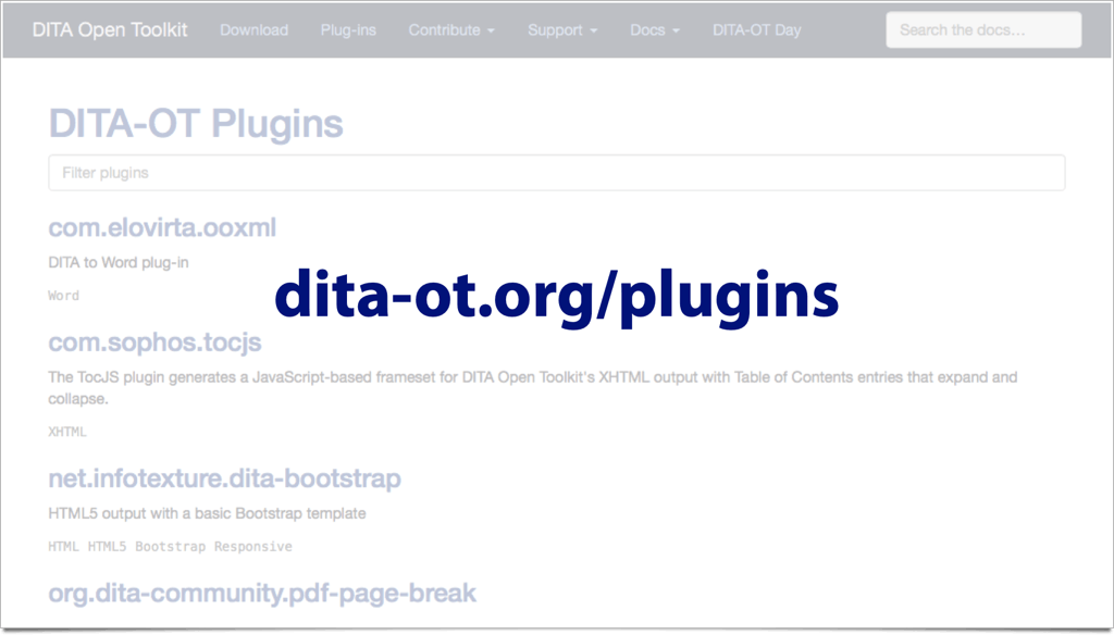 DITA-OT  plug-in registry