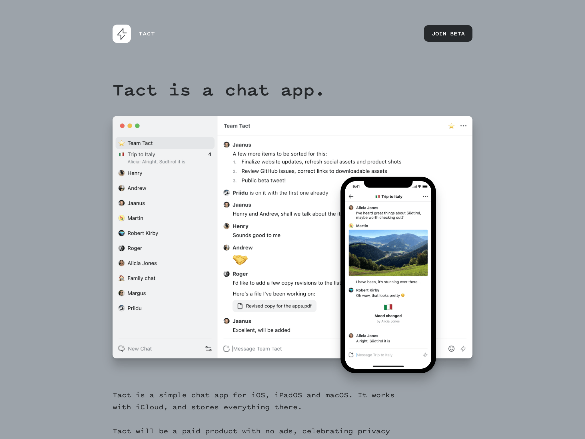 Tact. A simple chat app.